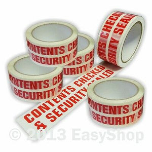 printed tape- contents checked and security sealed